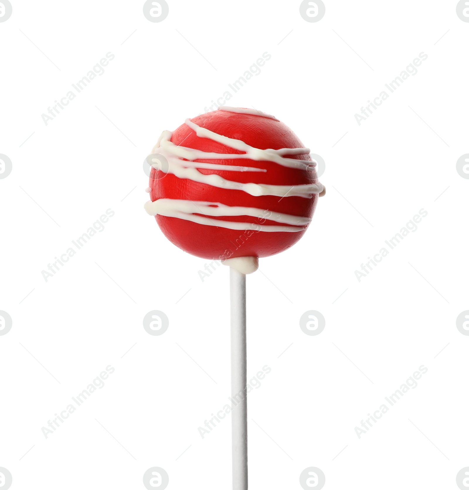 Photo of Delicious bright cake pop on white background