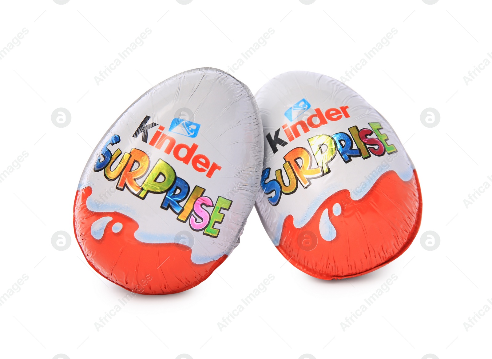 Photo of Slynchev Bryag, Bulgaria - May 23, 2023: Kinder Surprise Eggs on white background