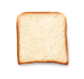 Photo of One piece of fresh toast bread isolated on white, top view