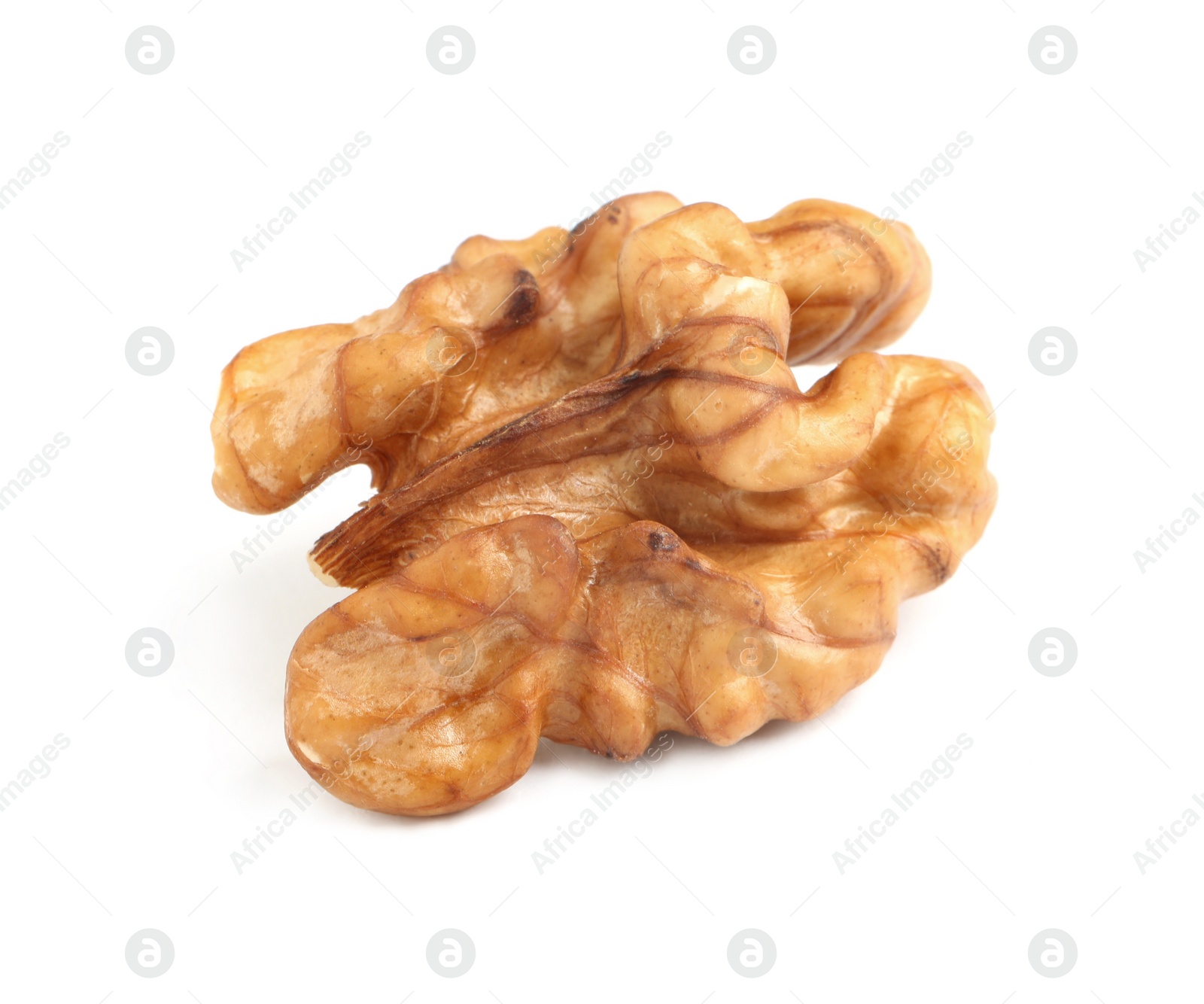 Photo of Half of ripe walnut isolated on white