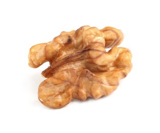 Photo of Half of ripe walnut isolated on white