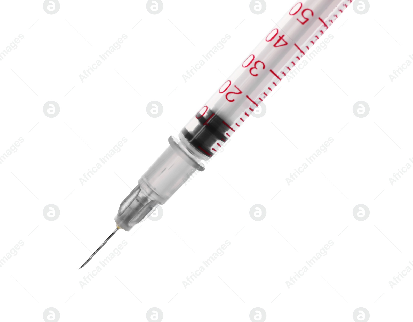 Photo of New medical insulin syringe with needle isolated on white