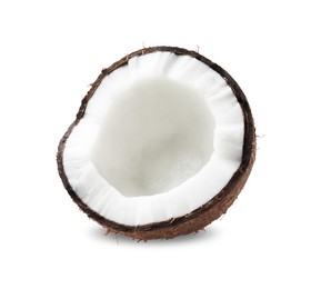 Photo of Half of ripe coconut isolated on white