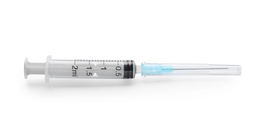 Photo of Disposable syringe with needle isolated on white