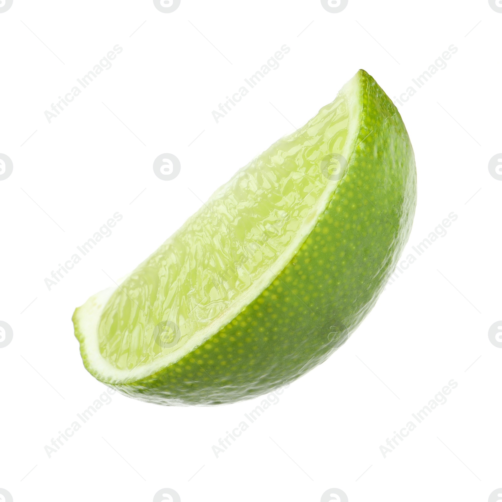 Photo of Slice of fresh green ripe lime isolated on white