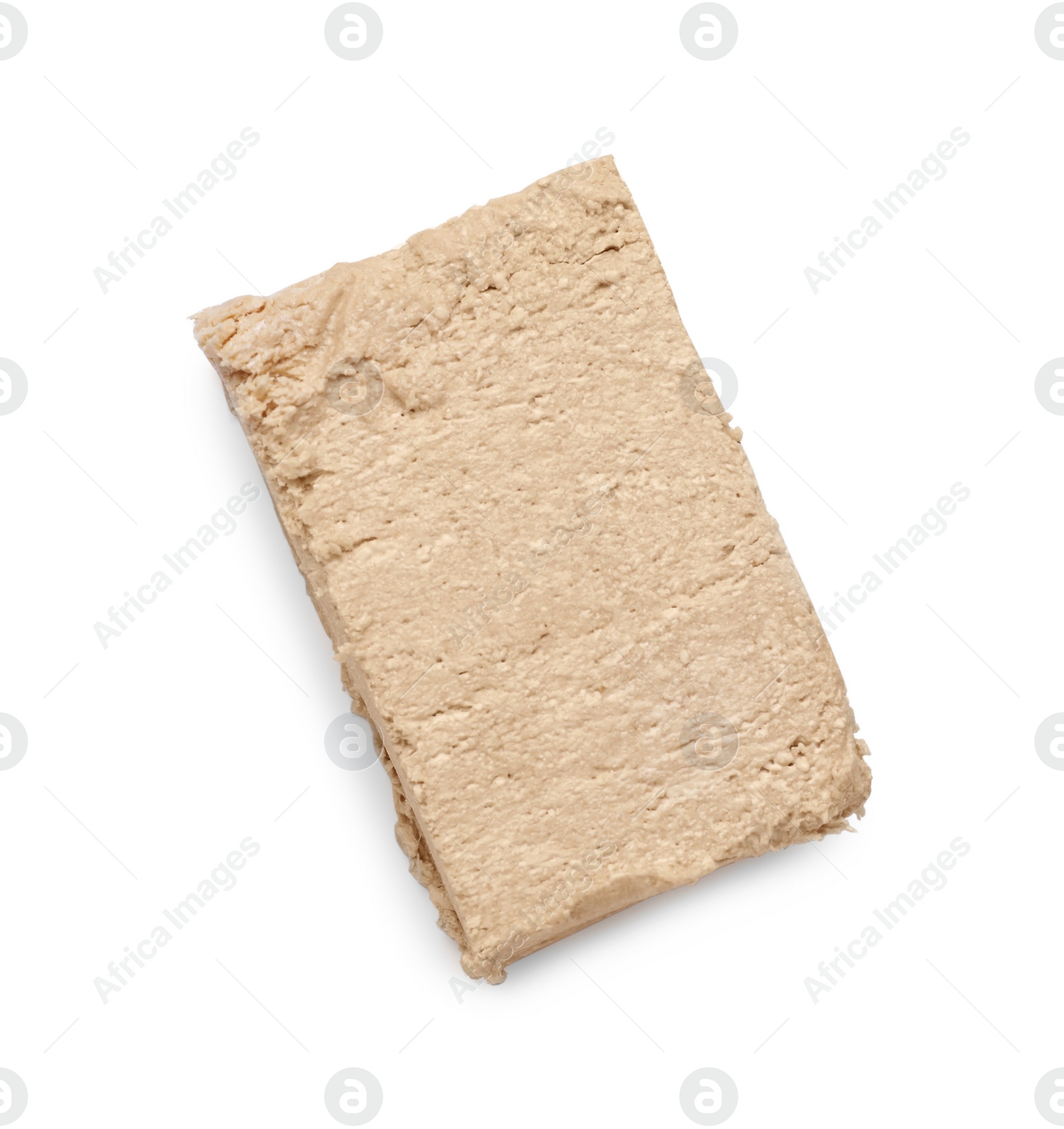 Photo of One piece of tasty halva isolated on white, top view