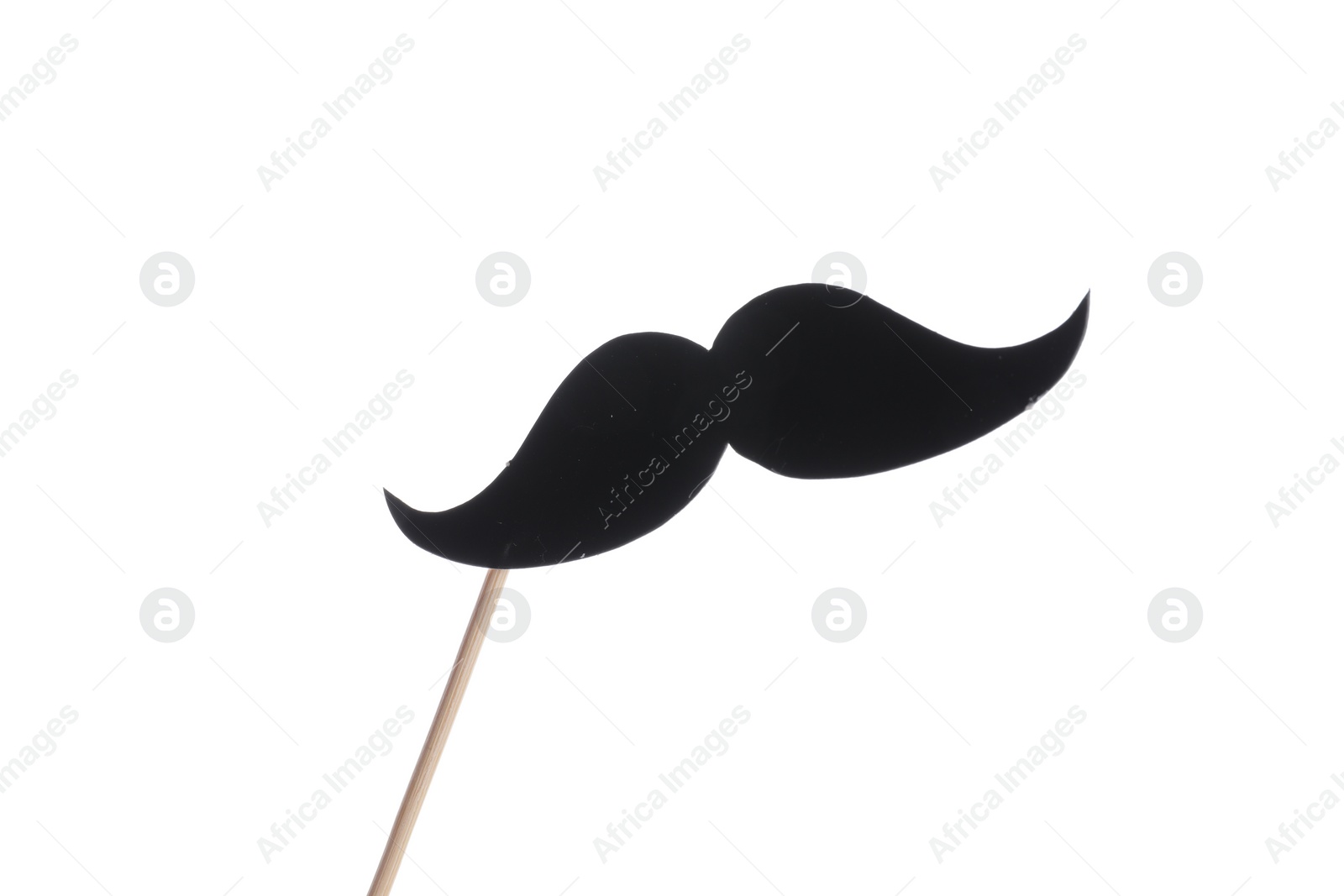 Photo of Fake paper mustache on stick against white background