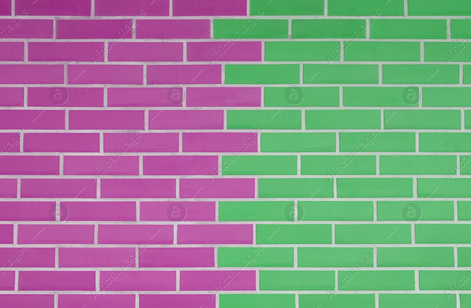 Illustration of Pink and light green brick wall as background