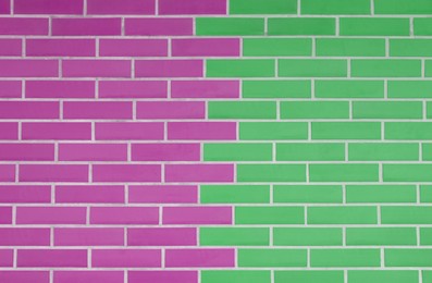 Illustration of Pink and light green brick wall as background