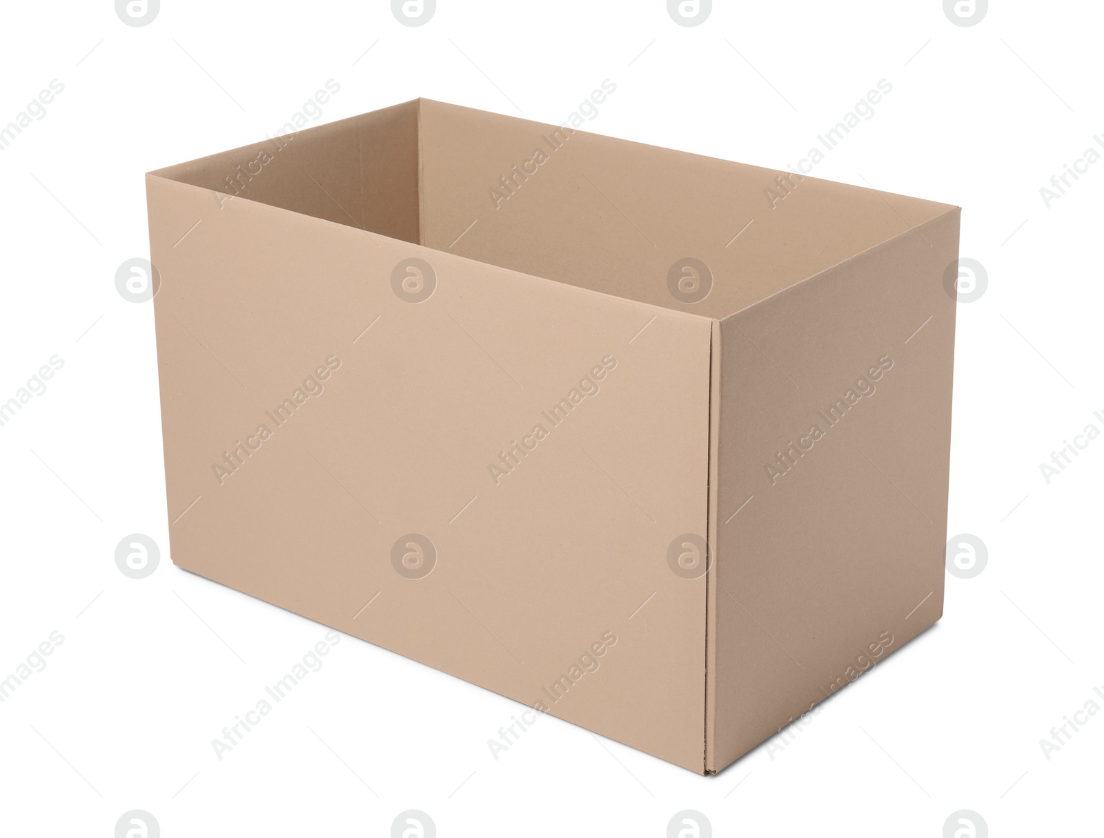 Photo of One open cardboard box isolated on white