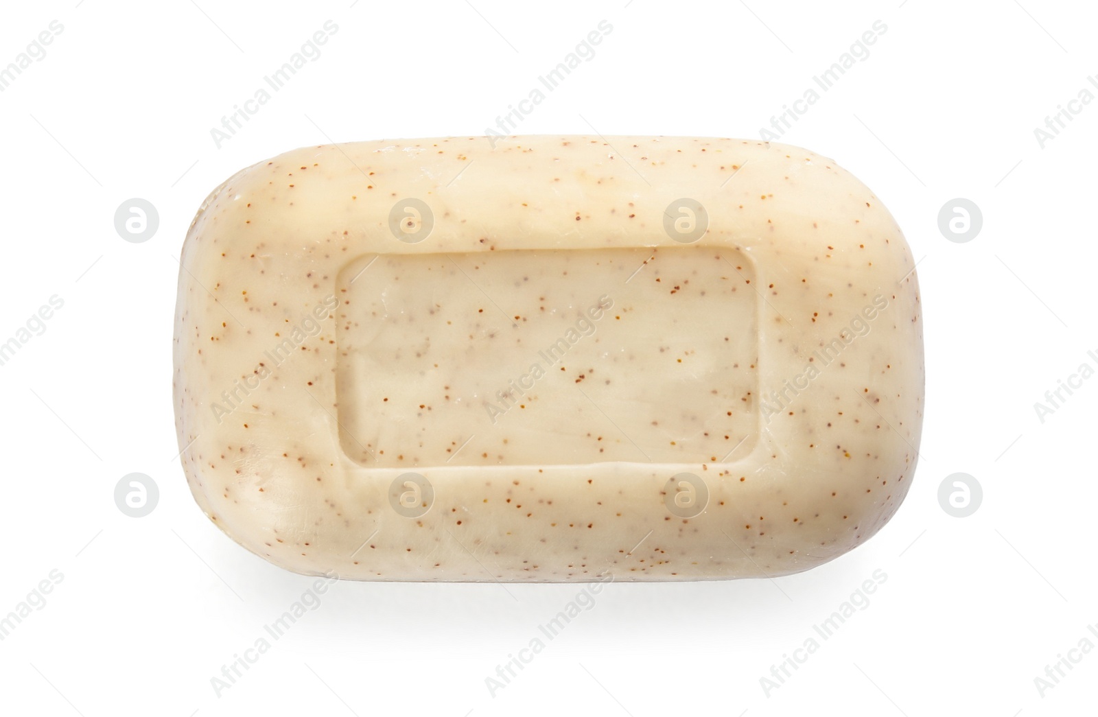 Photo of Soap bar on white background, top view