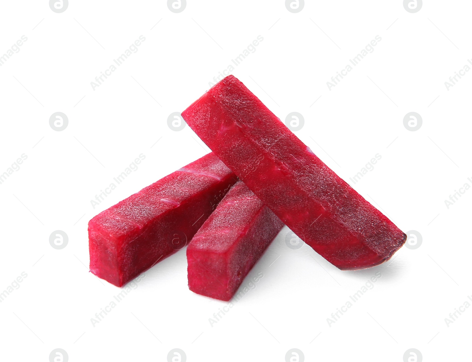 Photo of Cut fresh red beet on white background