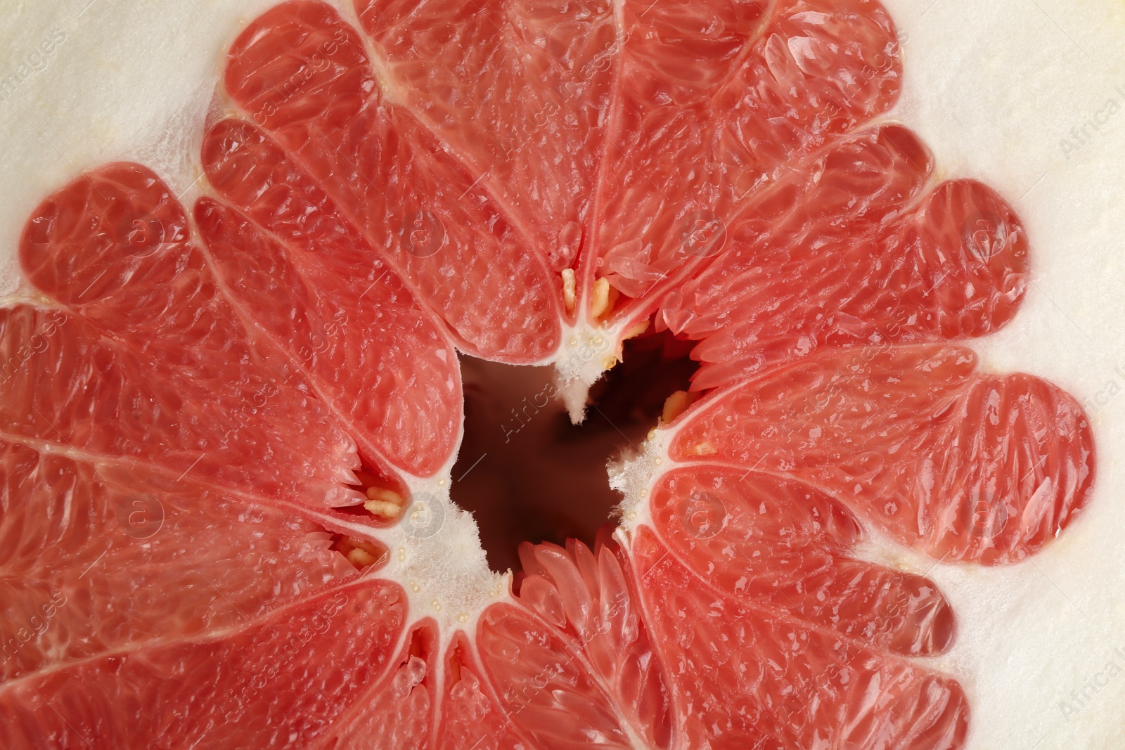 Photo of Fresh cut red pomelo fruit as background, closeup