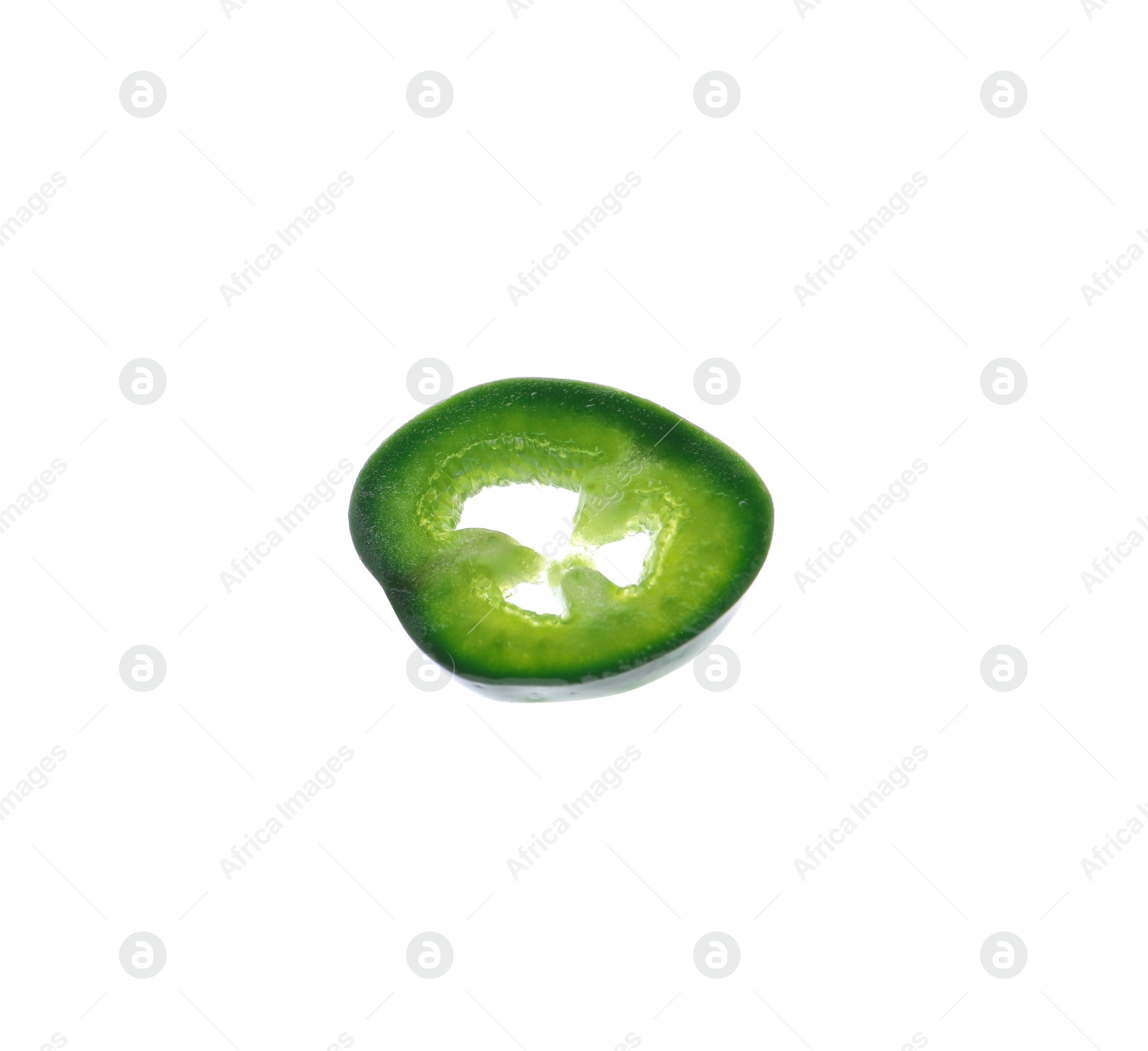 Photo of Piece of green hot chili pepper isolated on white