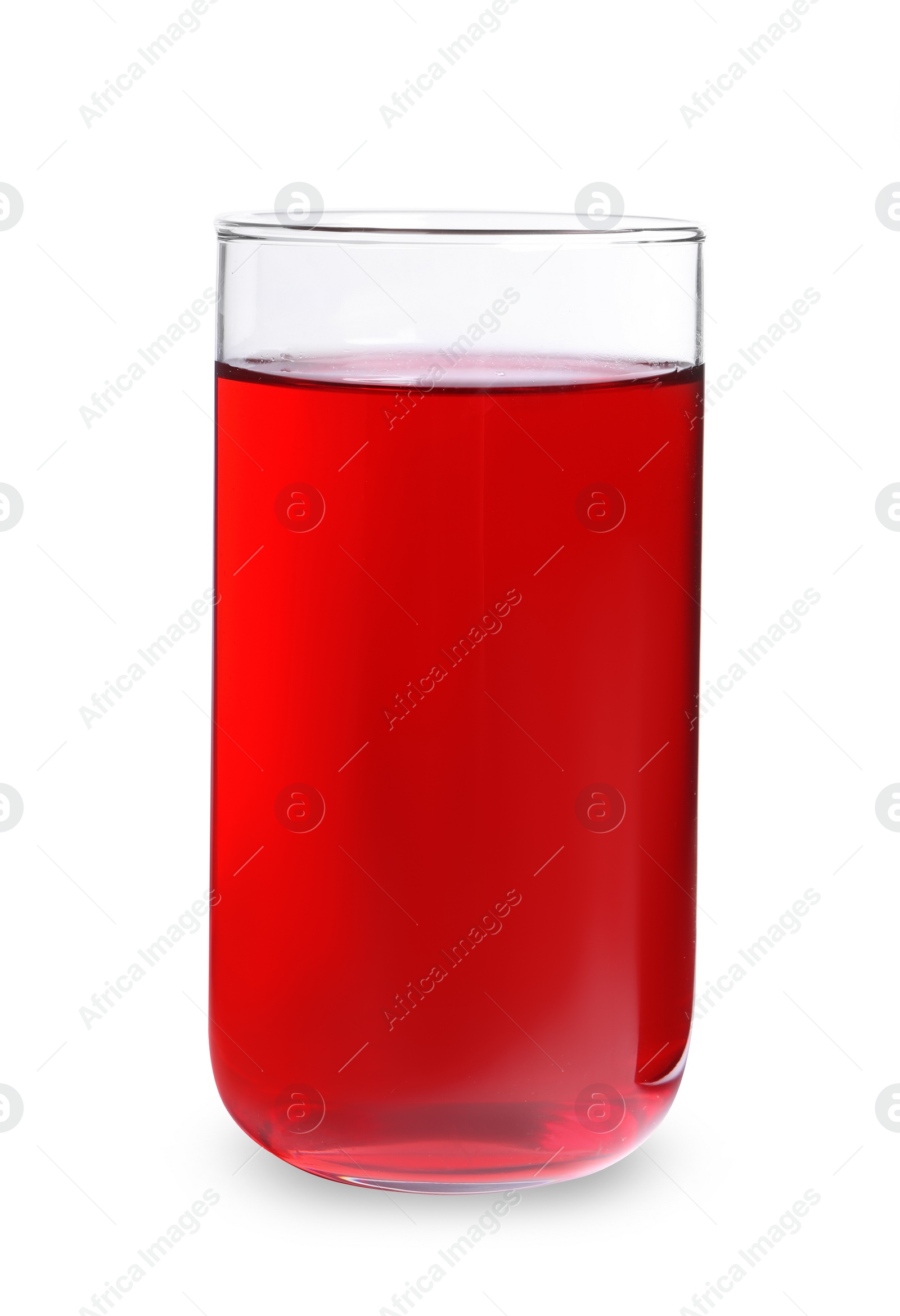 Photo of Tasty cranberry juice in glass isolated on white