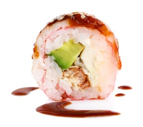 Delicious fresh sushi roll isolated on white