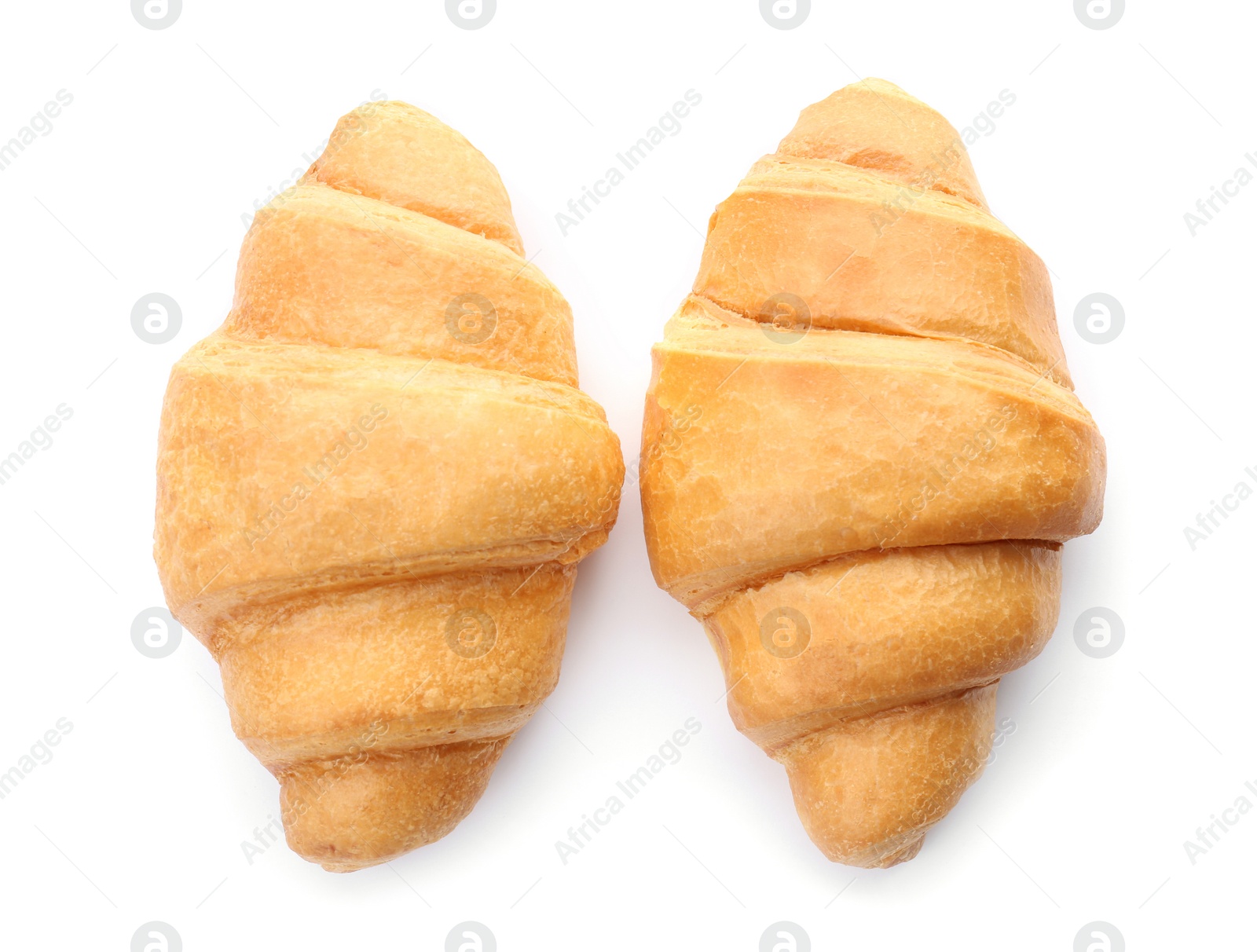 Photo of Tasty croissants on white background