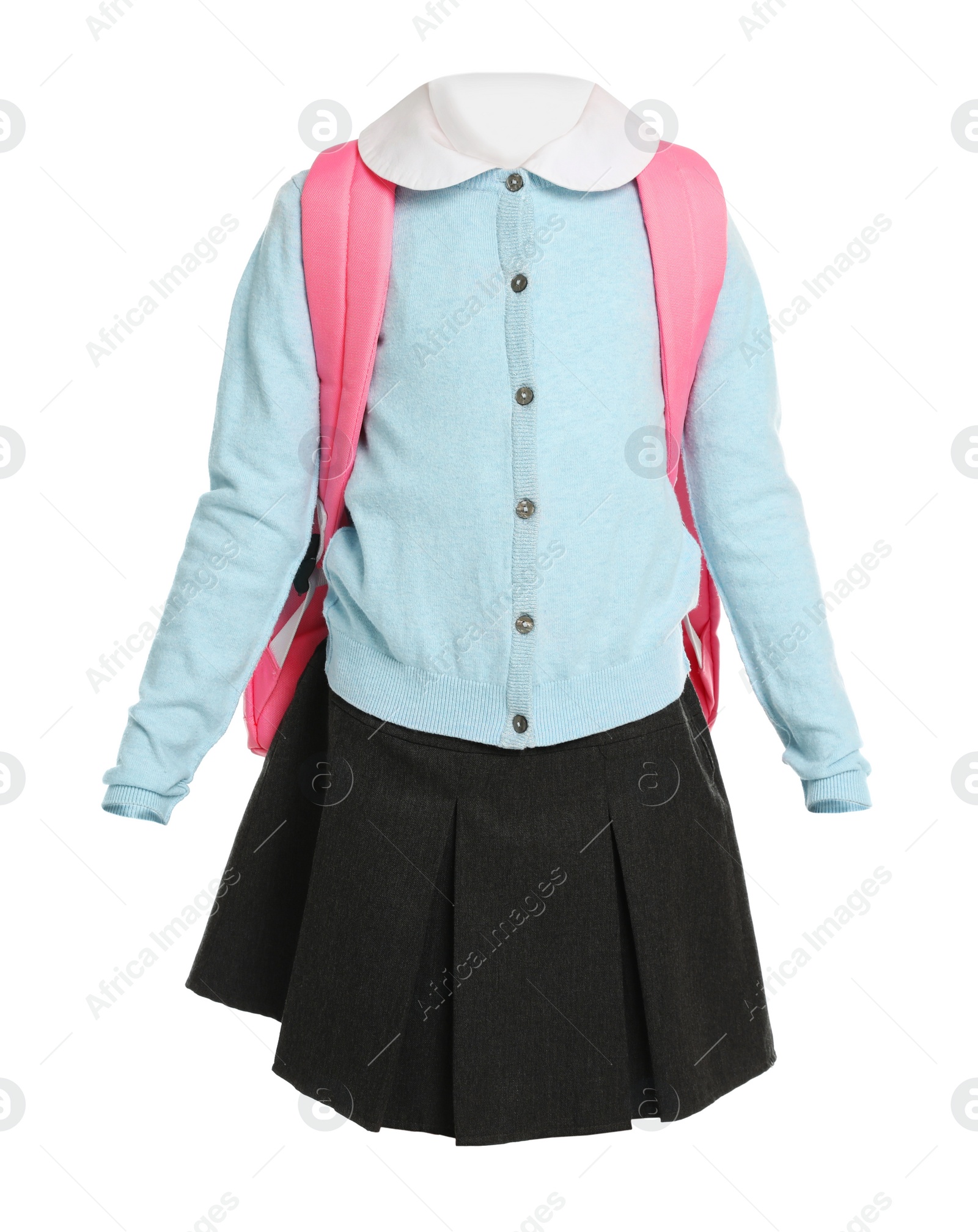 Image of School uniform for girl on white background