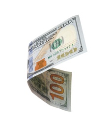 One hundred dollar banknote on white background. American national currency