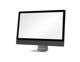 Photo of Modern computer monitor with blank screen isolated on white