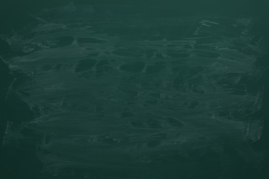Photo of Dirty green chalkboard as background. School equipment