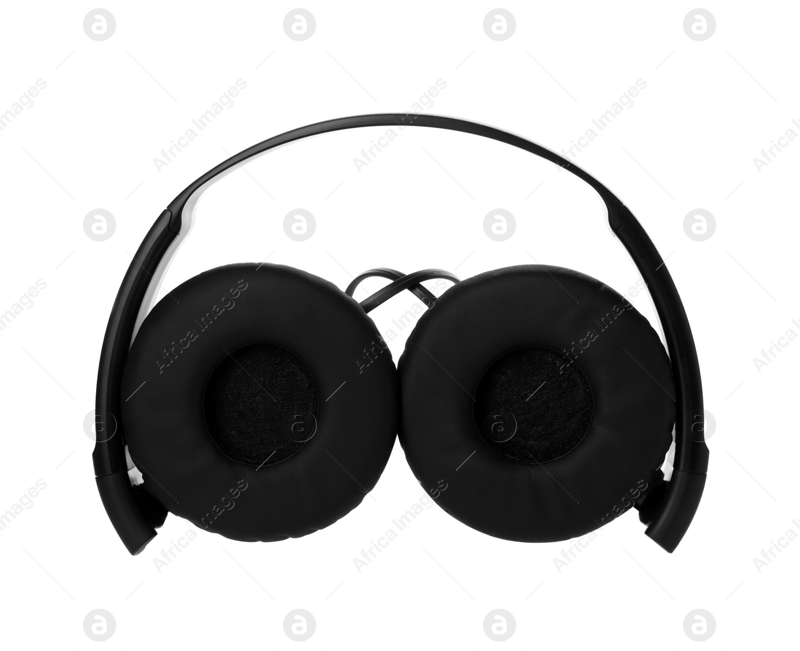 Photo of Stylish modern headphones with earmuffs on white background