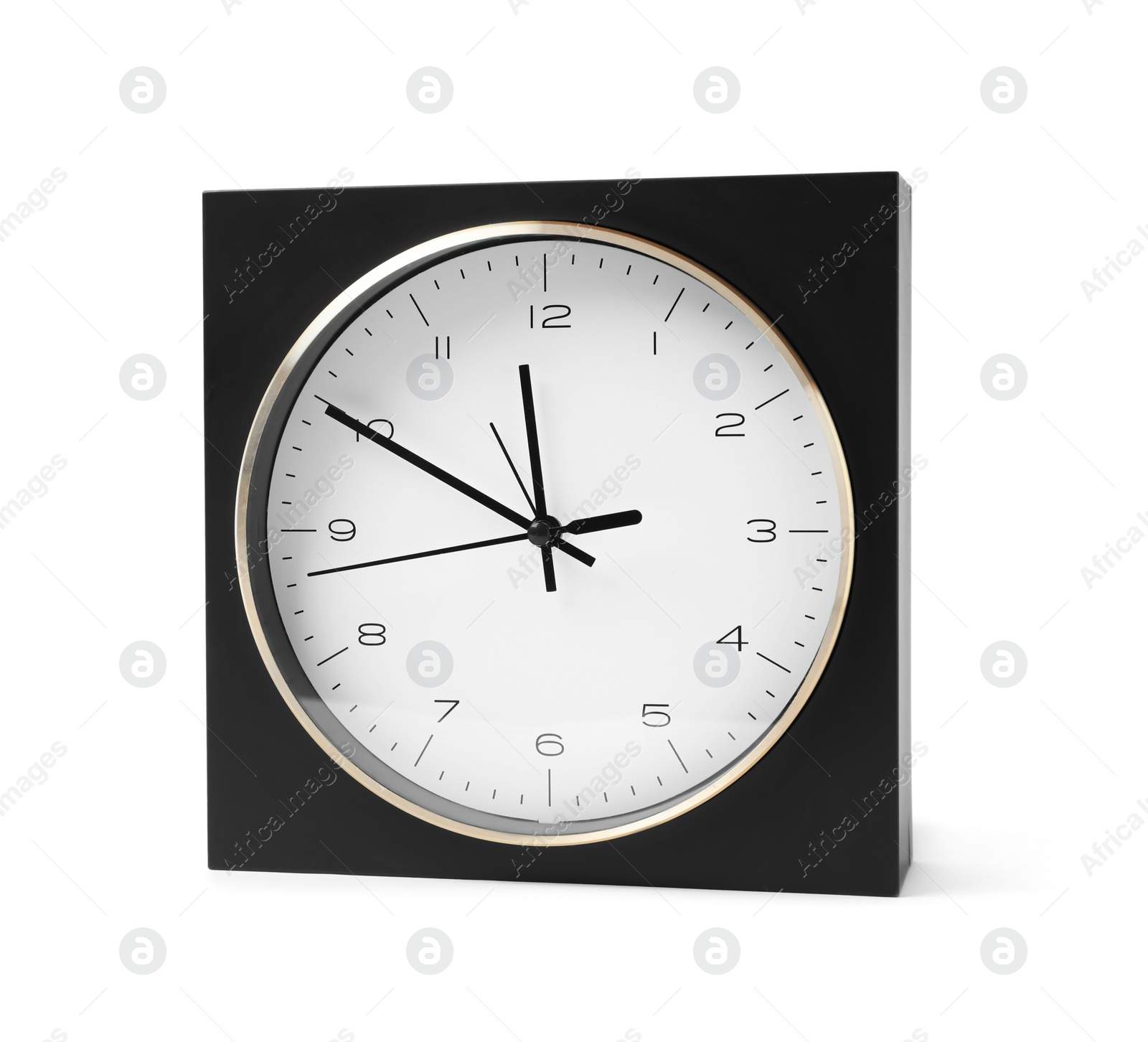 Photo of Modern clock on white background. Time management