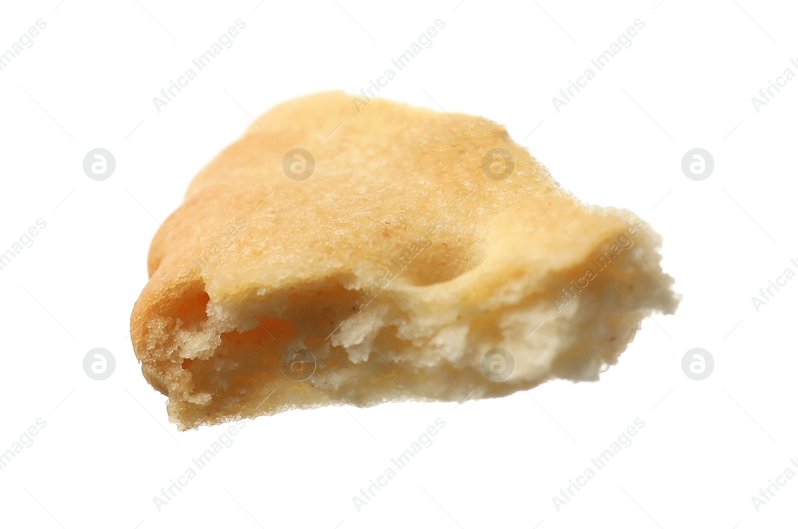 Photo of Piece of tasty cracker isolated on white