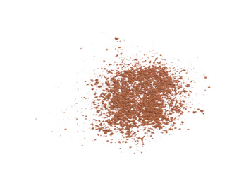 Brown natural cocoa powder on white background