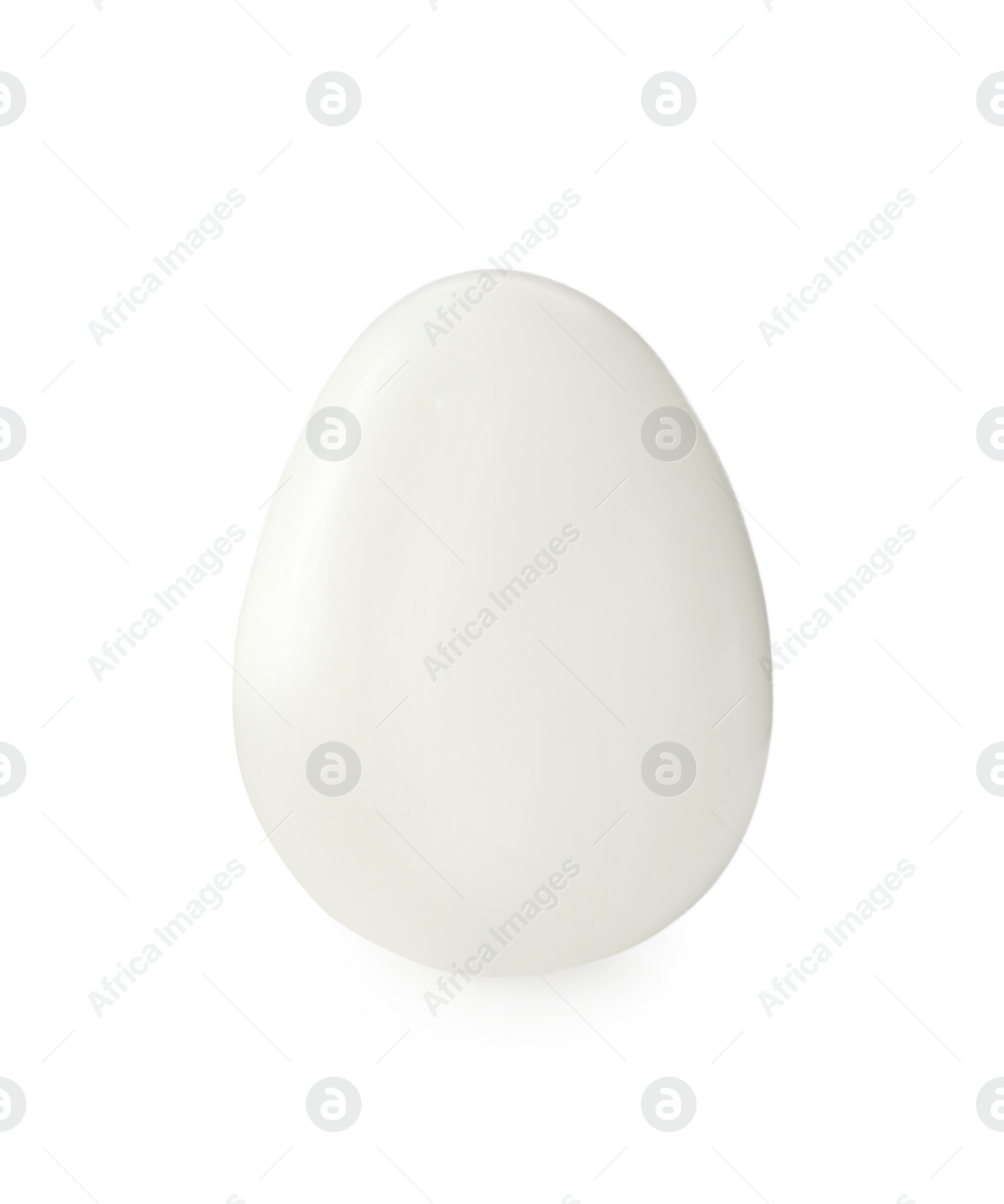 Photo of Peeled boiled quail egg on white background