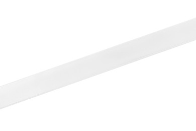 Photo of Satin ribbon on white background, top view