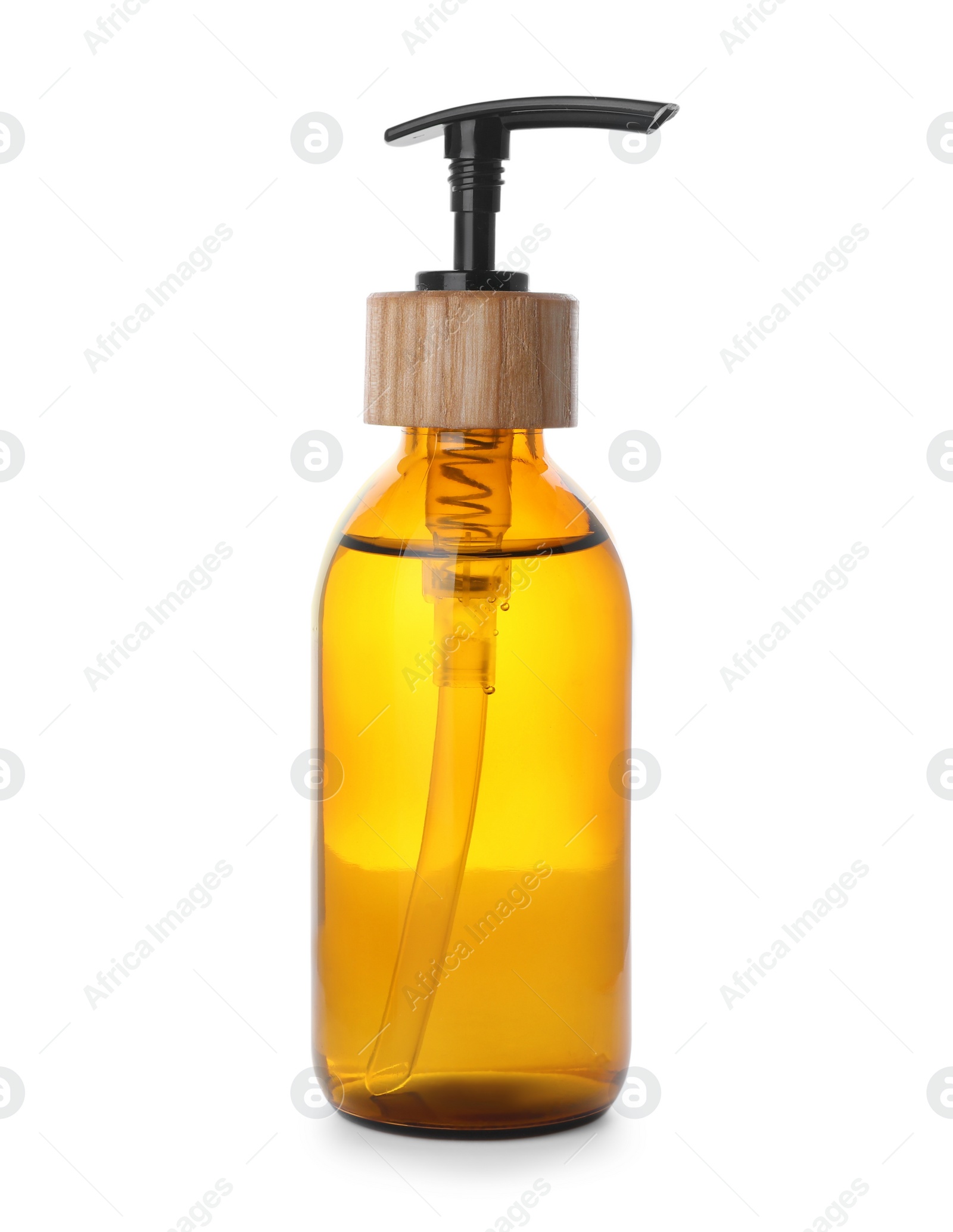 Photo of Bottle with dispenser cap isolated on white