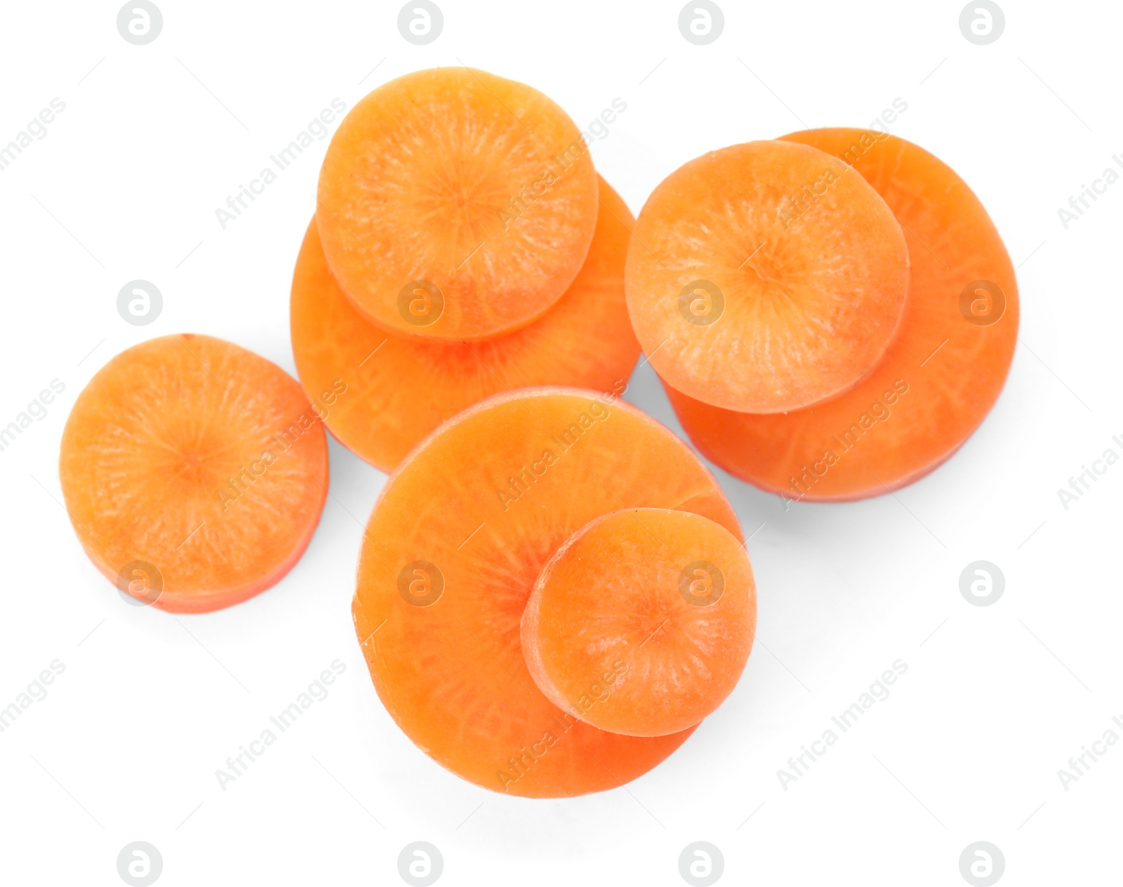 Photo of Ripe sliced carrot on white background