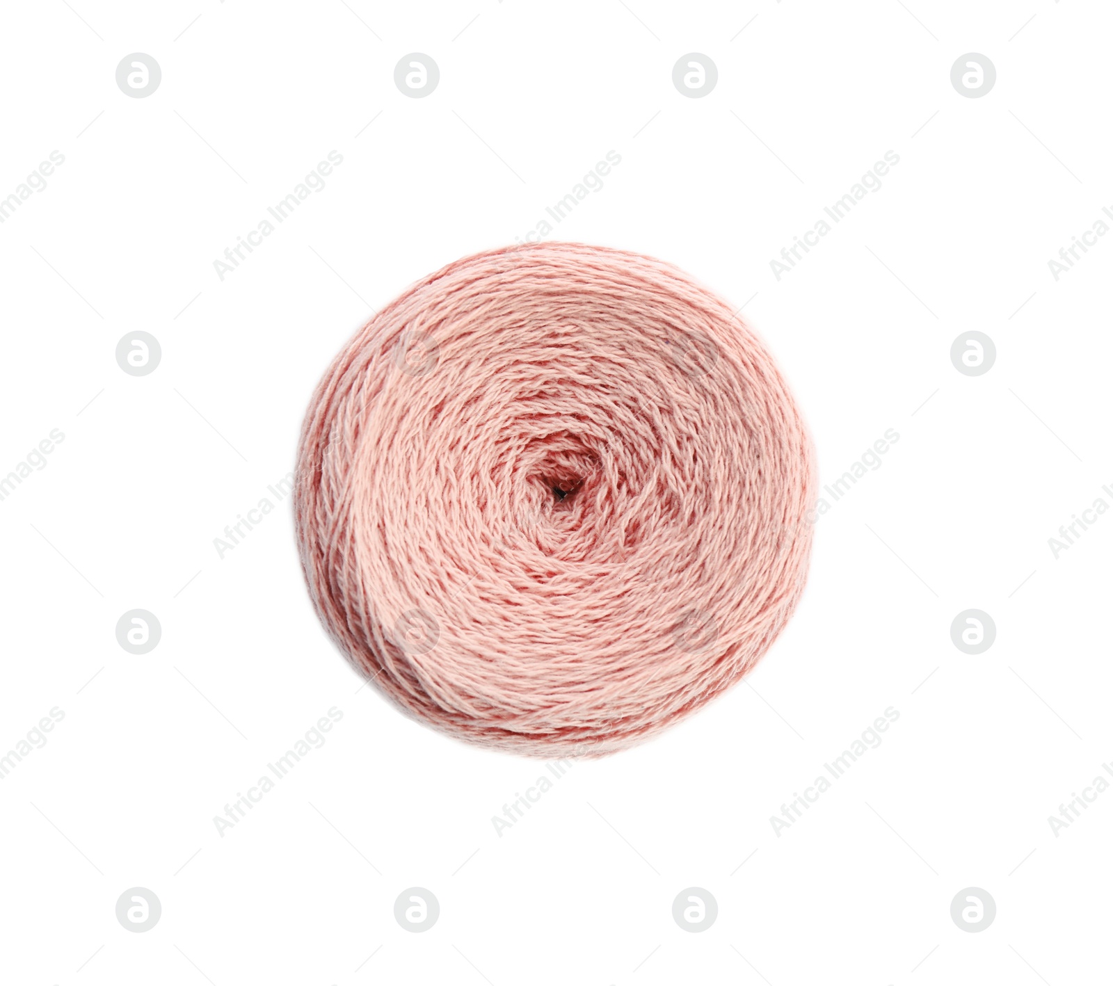 Photo of Clew of color knitting thread on white background