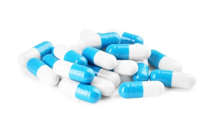 Photo of Pile of antibiotic pills isolated on white