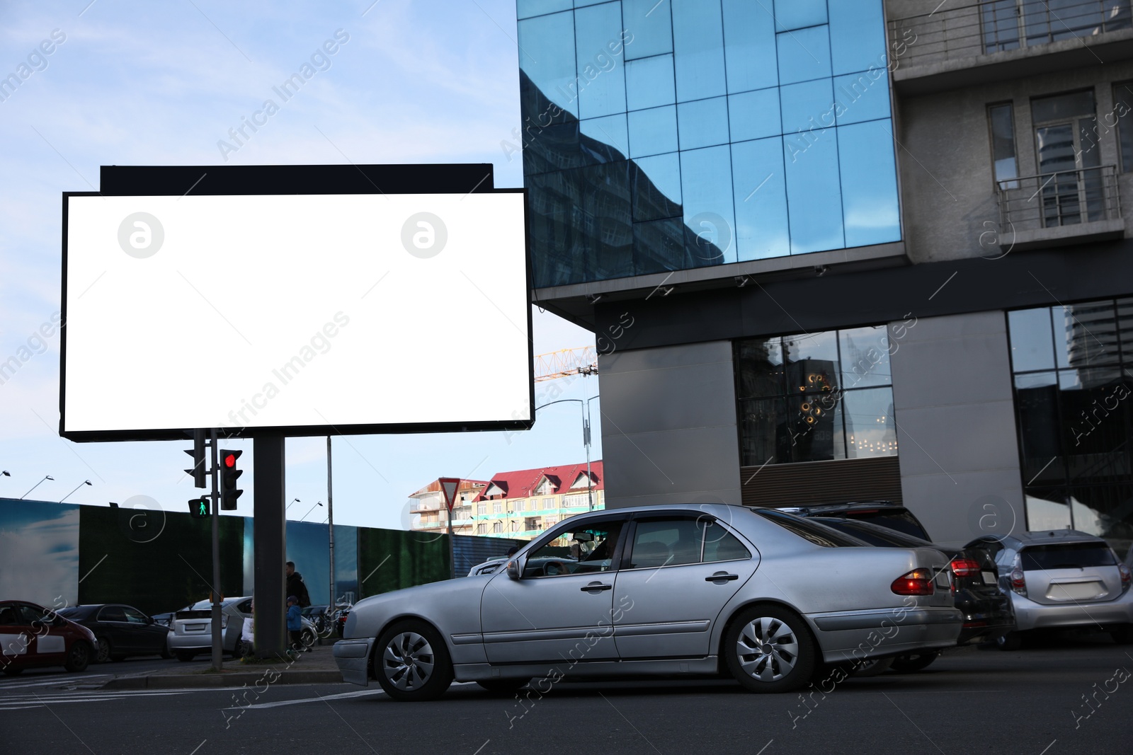 Image of Empty signboard in city. Mock-up for design