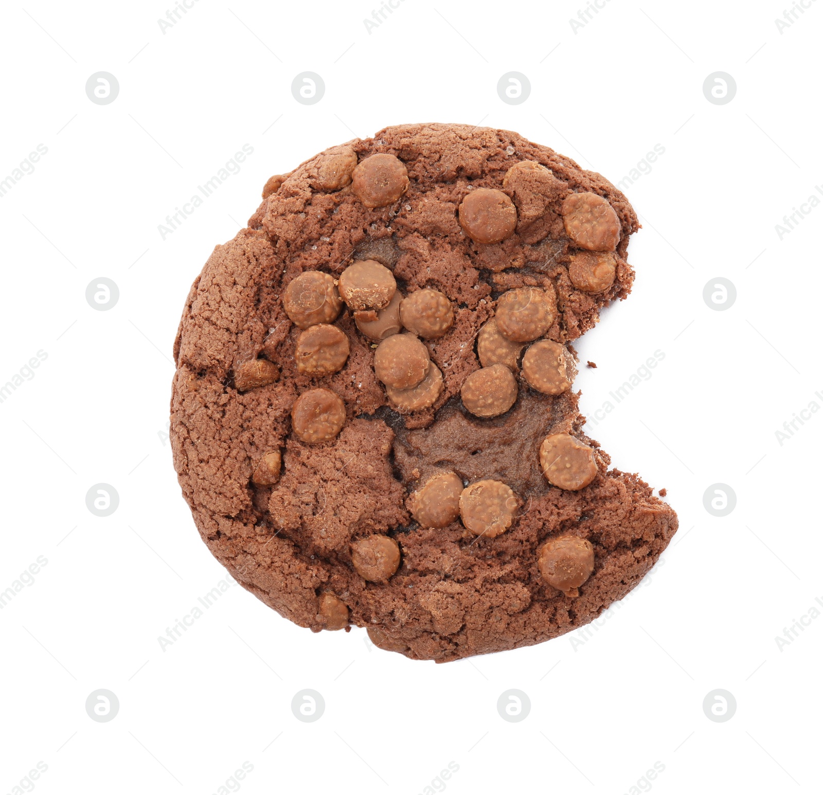 Photo of Bitten chocolate chip cookie isolated on white