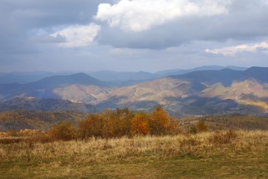 Beautiful landscape with mountains on autumn day