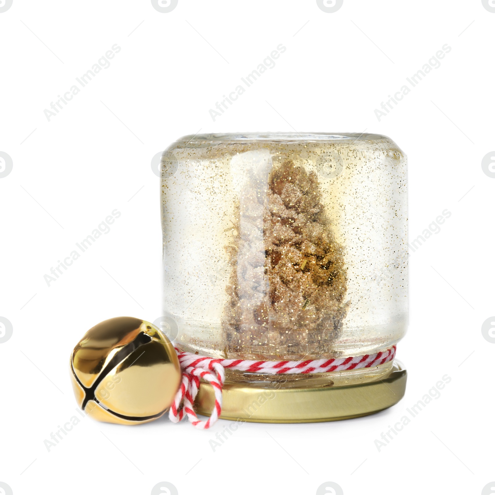 Photo of Handmade Christmas snow globe isolated on white