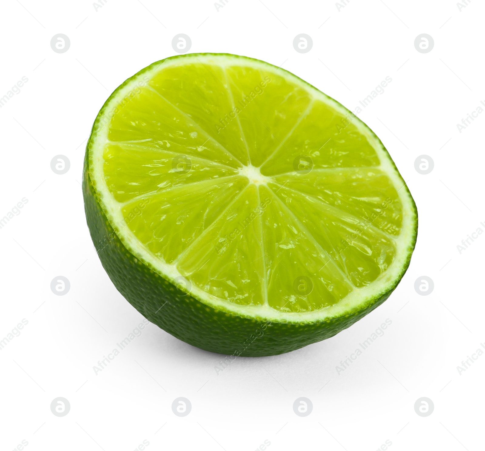 Photo of Half of fresh green ripe lime isolated on white