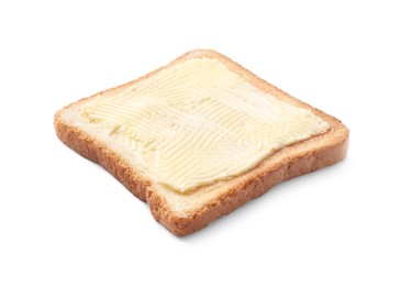 Photo of Tasty toast bread with butter isolated on white