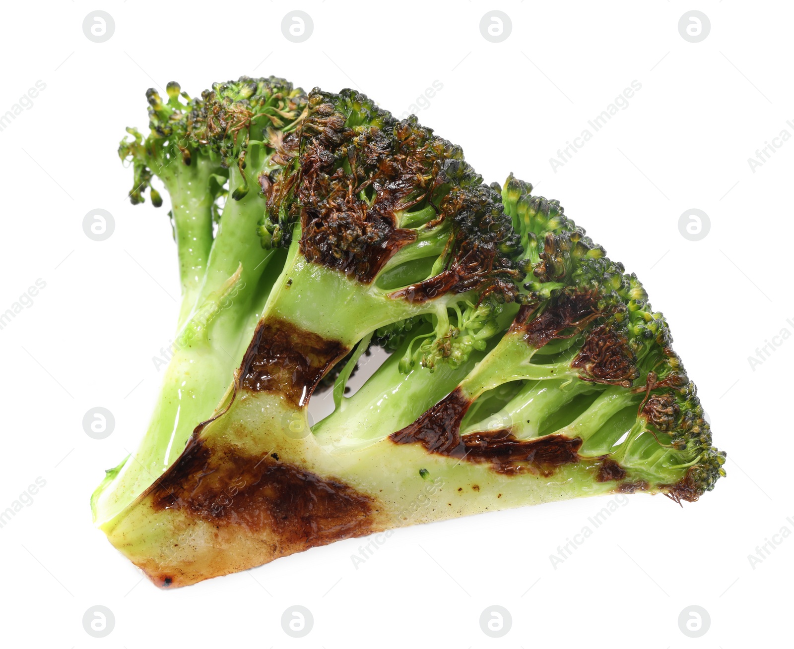 Photo of Tasty grilled green broccoli isolated on white