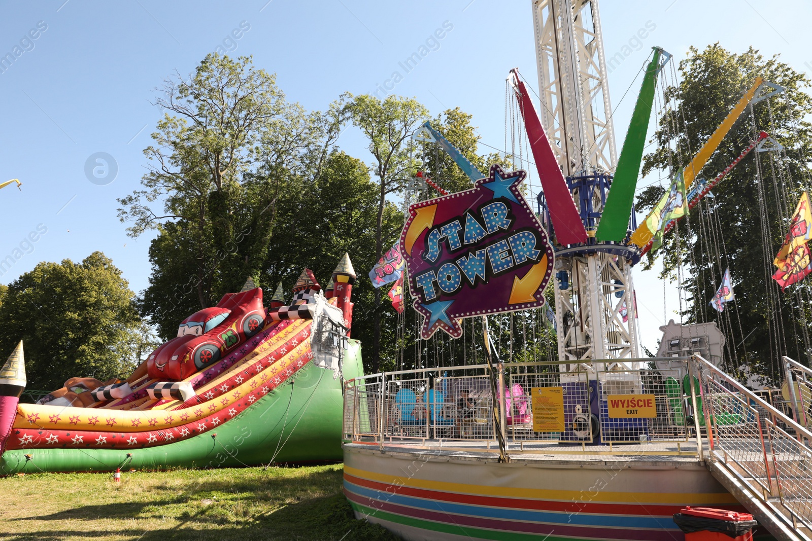 Photo of Darlowo, Poland - July 31 2022: Beautiful amusement park on sunny day