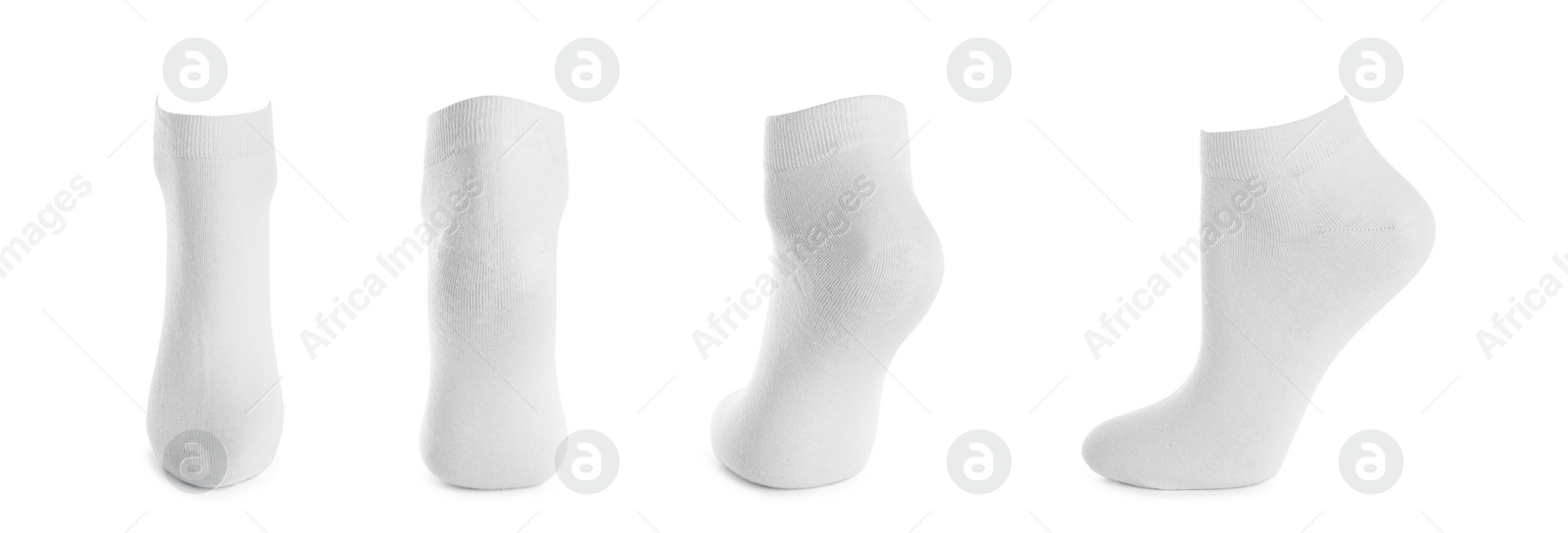 Image of Set with socks on white background. Banner design