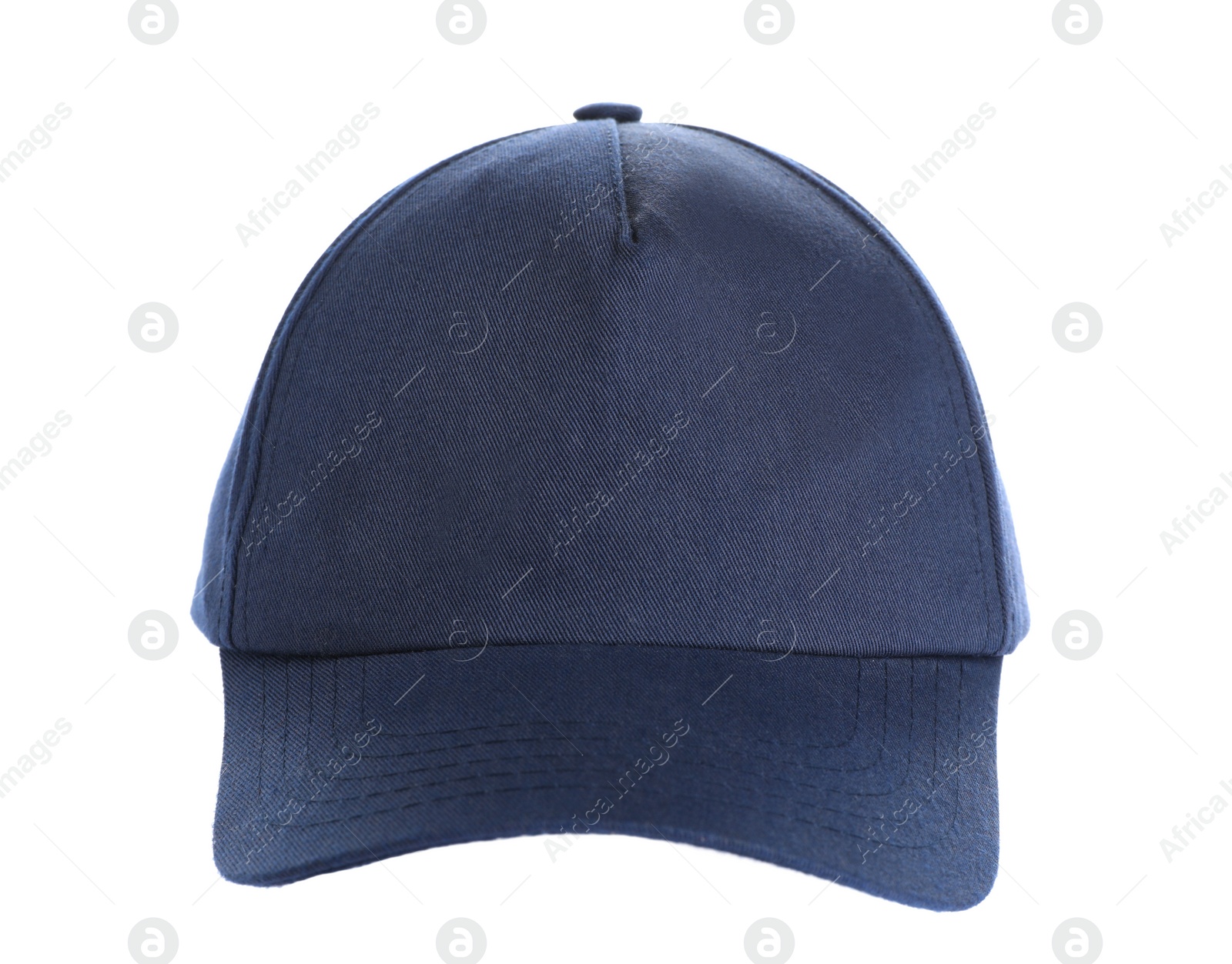 Photo of Stylish blue baseball cap isolated on white