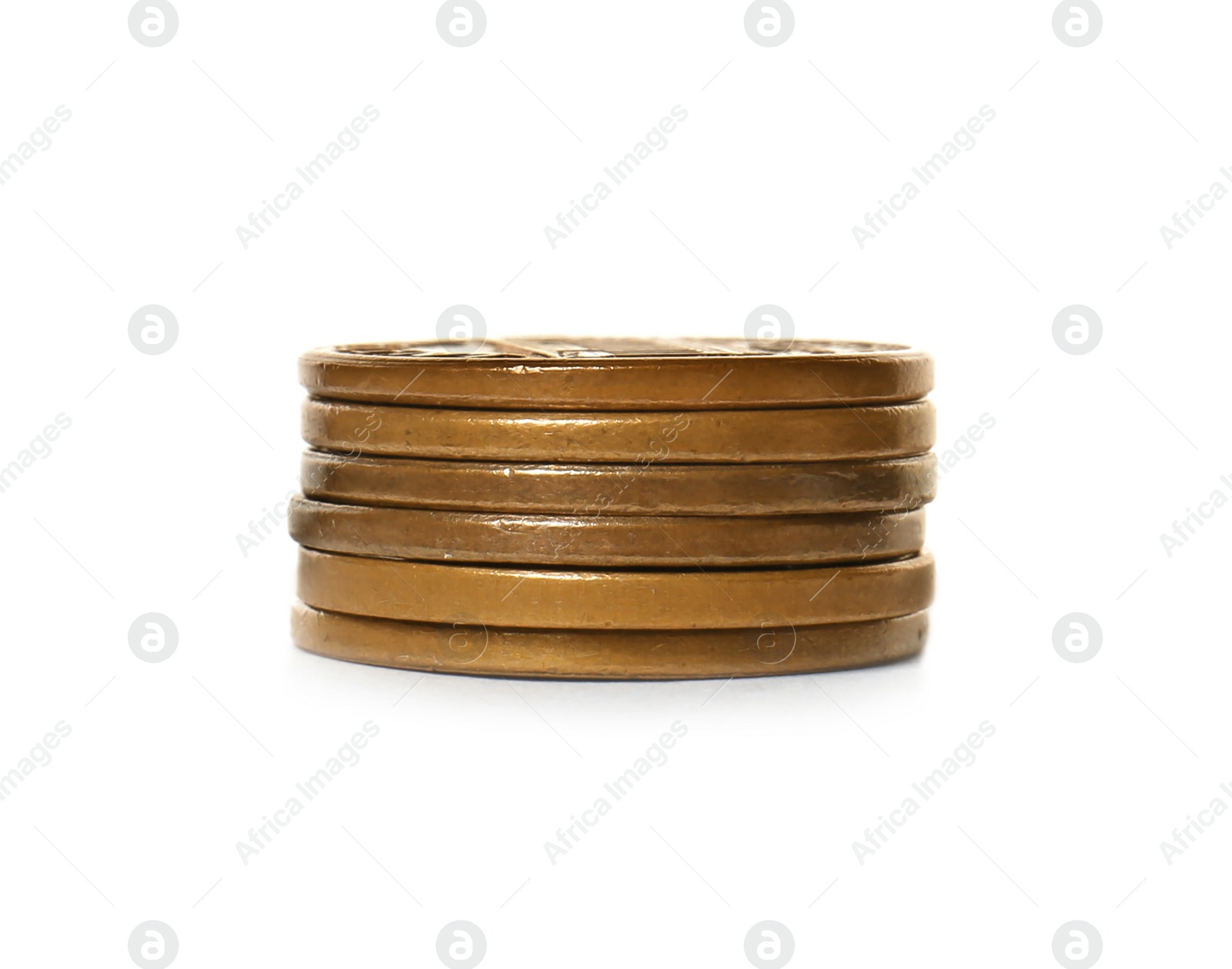 Photo of Stack of coins on white background. Investment concept