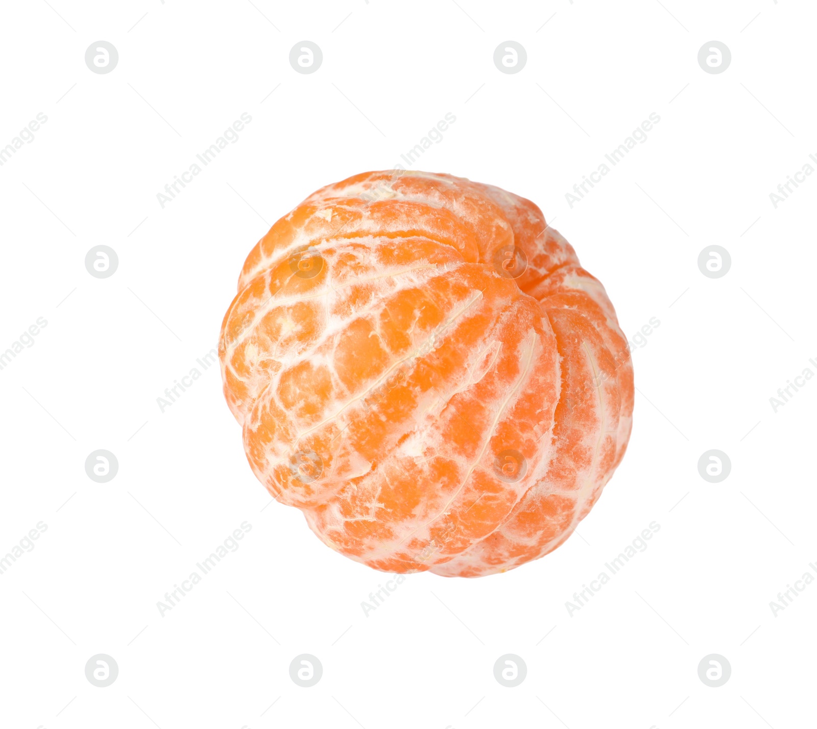 Photo of Peeled fresh ripe tangerine isolated on white