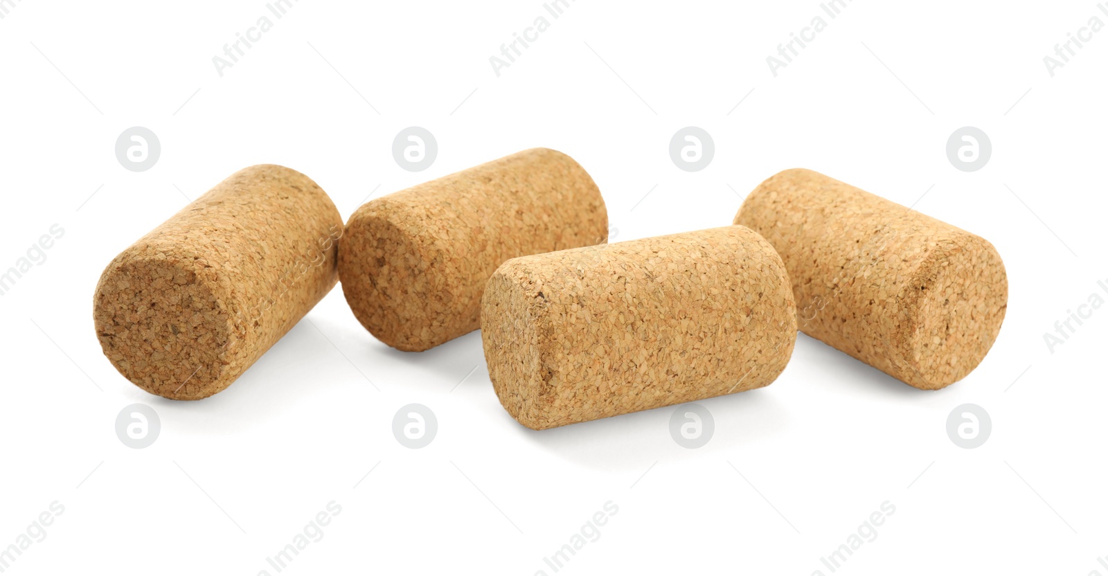 Photo of Wine corks on white background. Bottle cap