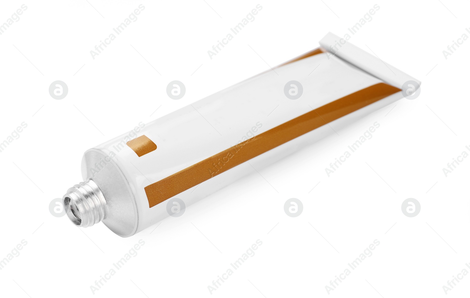 Photo of Open tube of ointment isolated on white, space for text