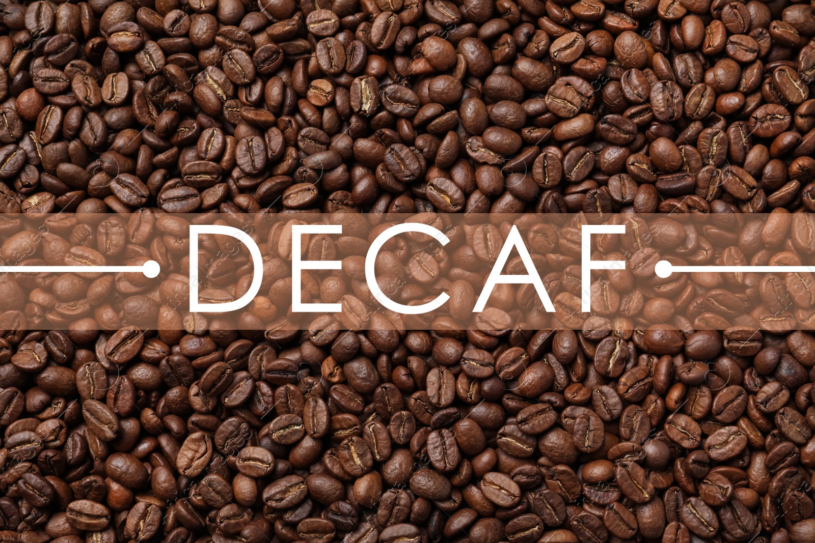 Image of Pile of decaf coffee beans as background, top view